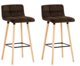 TPFLiving 2er Set Barhocker London Gestell Holz Natura Samt